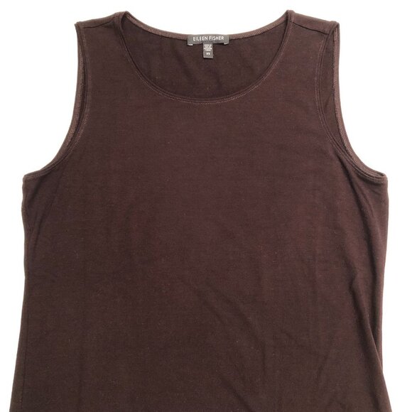 Eileen Fisher Scoop Neck Sleeveless Knit Tank Top in Chocolate Brown Size XS - Picture 3 of 9